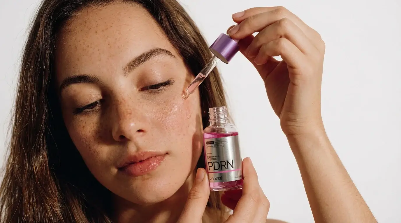 Sérum peptídeo de cobre aplicação — gotejador pingando sérum na palma da mão