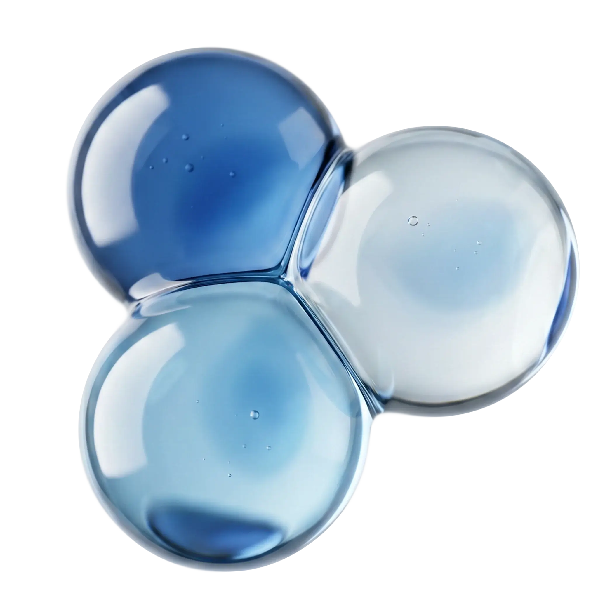 Peptídeos bioativos para a pele — esferas de gel azul representando a textura do peptídeo de cobre