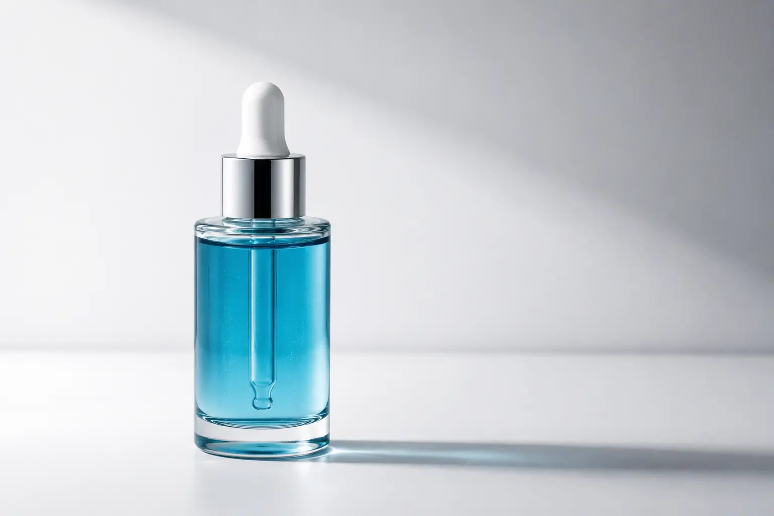 sérum GHK-Cu frasco em pé — embalagem do sérum de peptídeo de cobre Zencial em fundo branco com luz natural lateral
